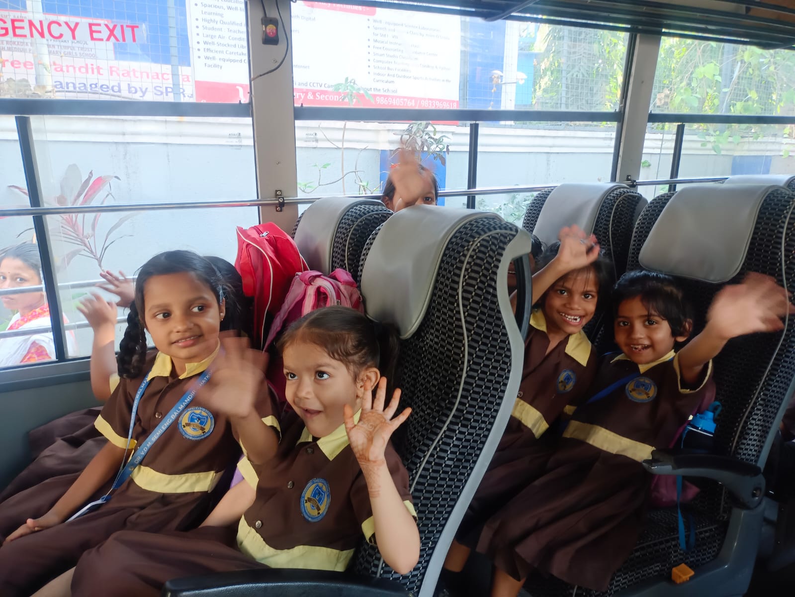 Students enjoying their bus ride