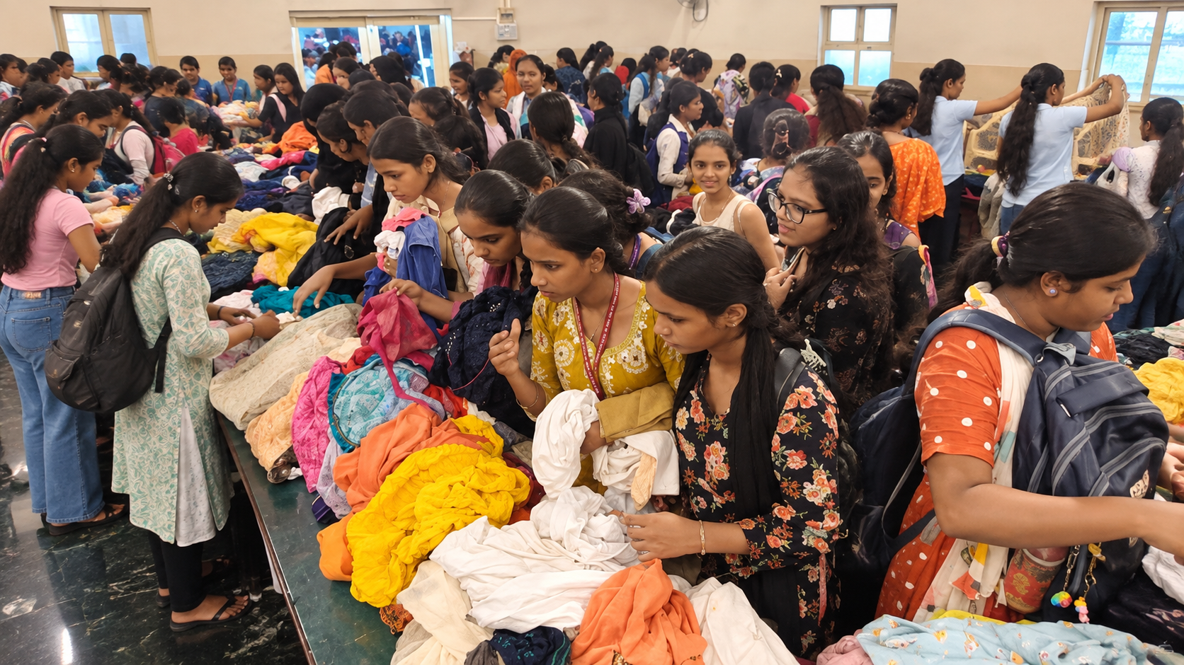 Students explore the available clothing
