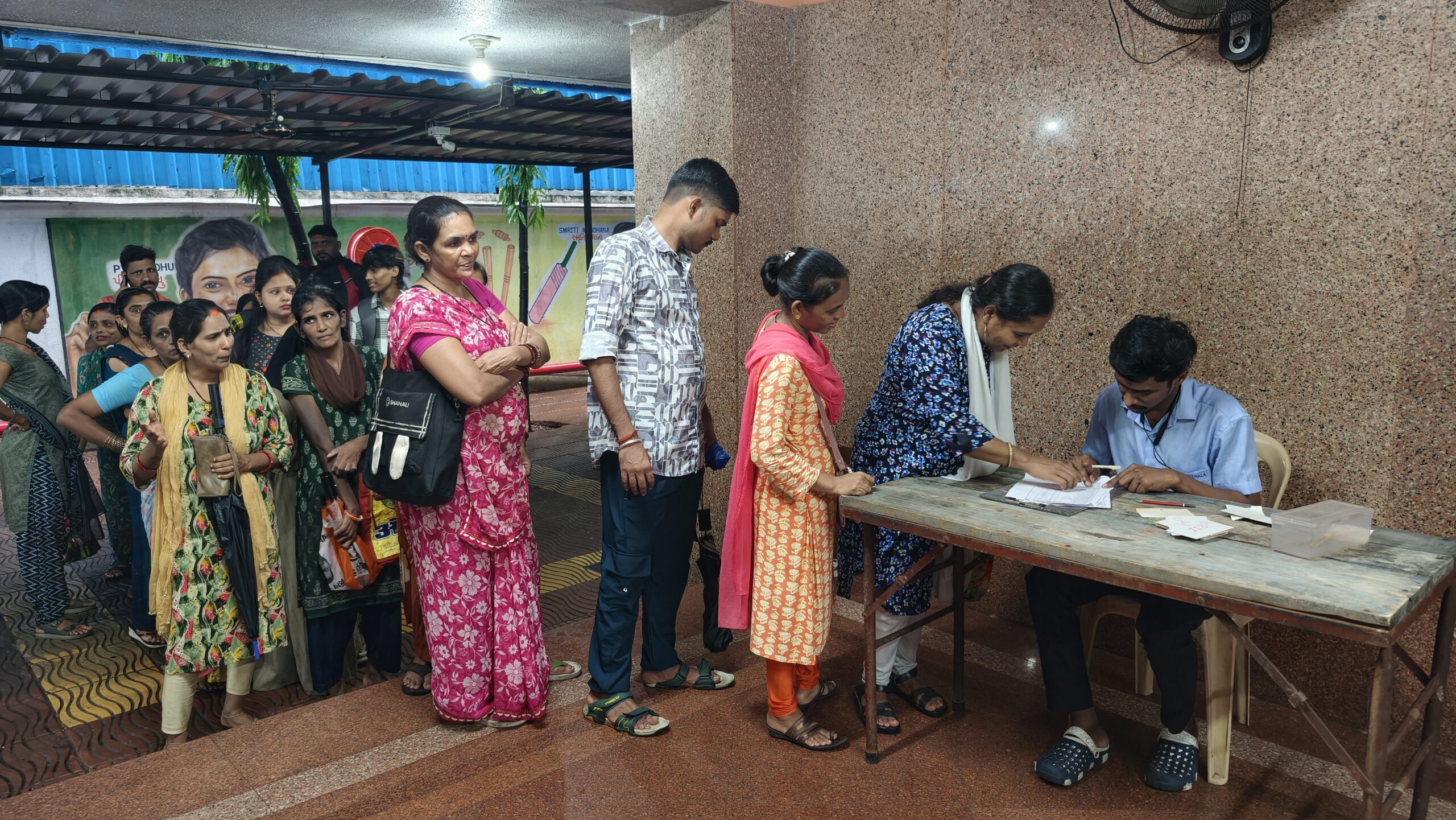 Parents registering for their ration kit