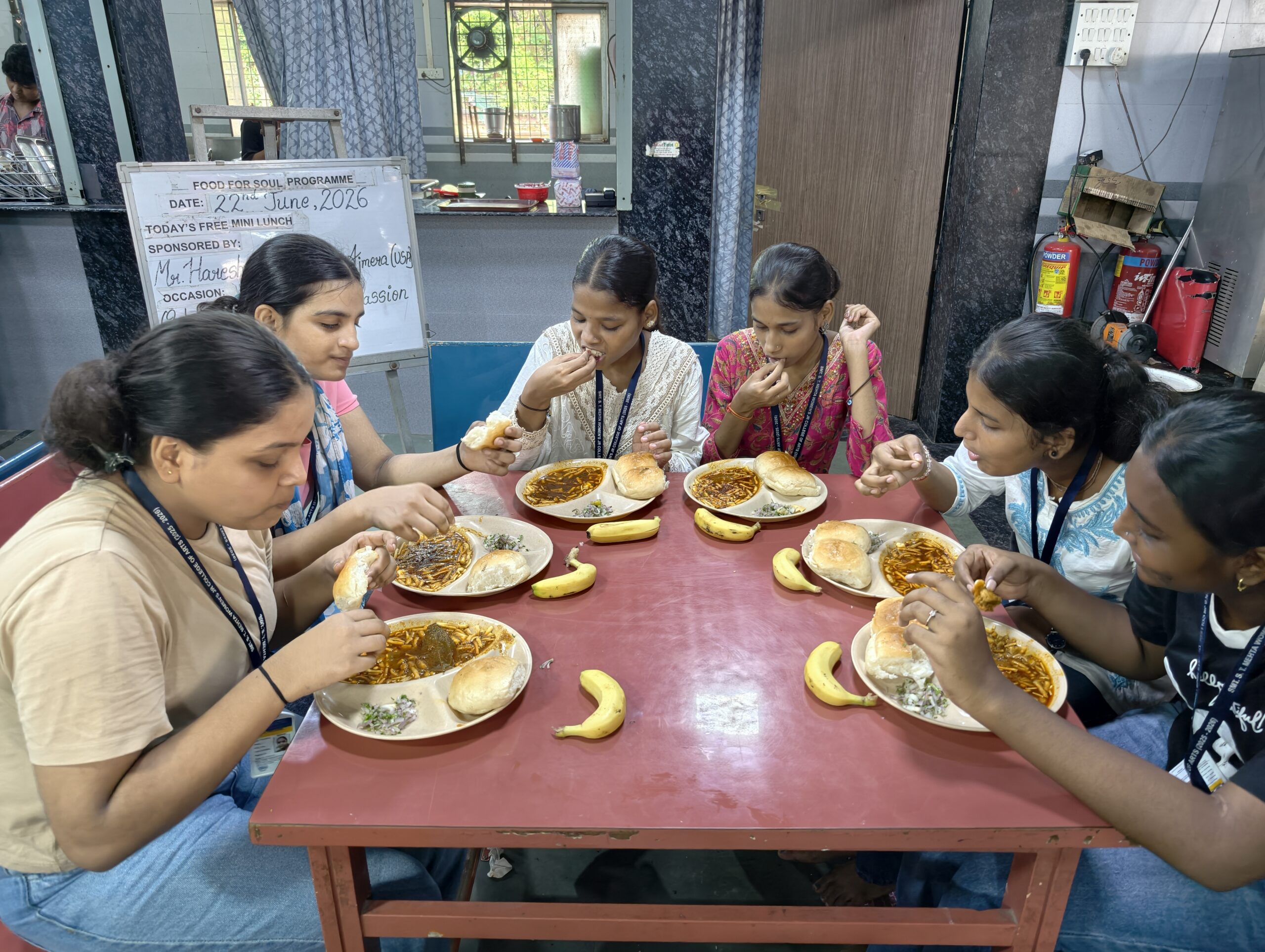 Students eating Misal Pav